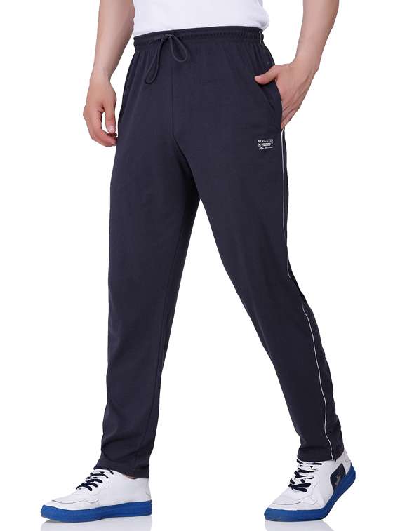 men mid rise placement printed full length track pant