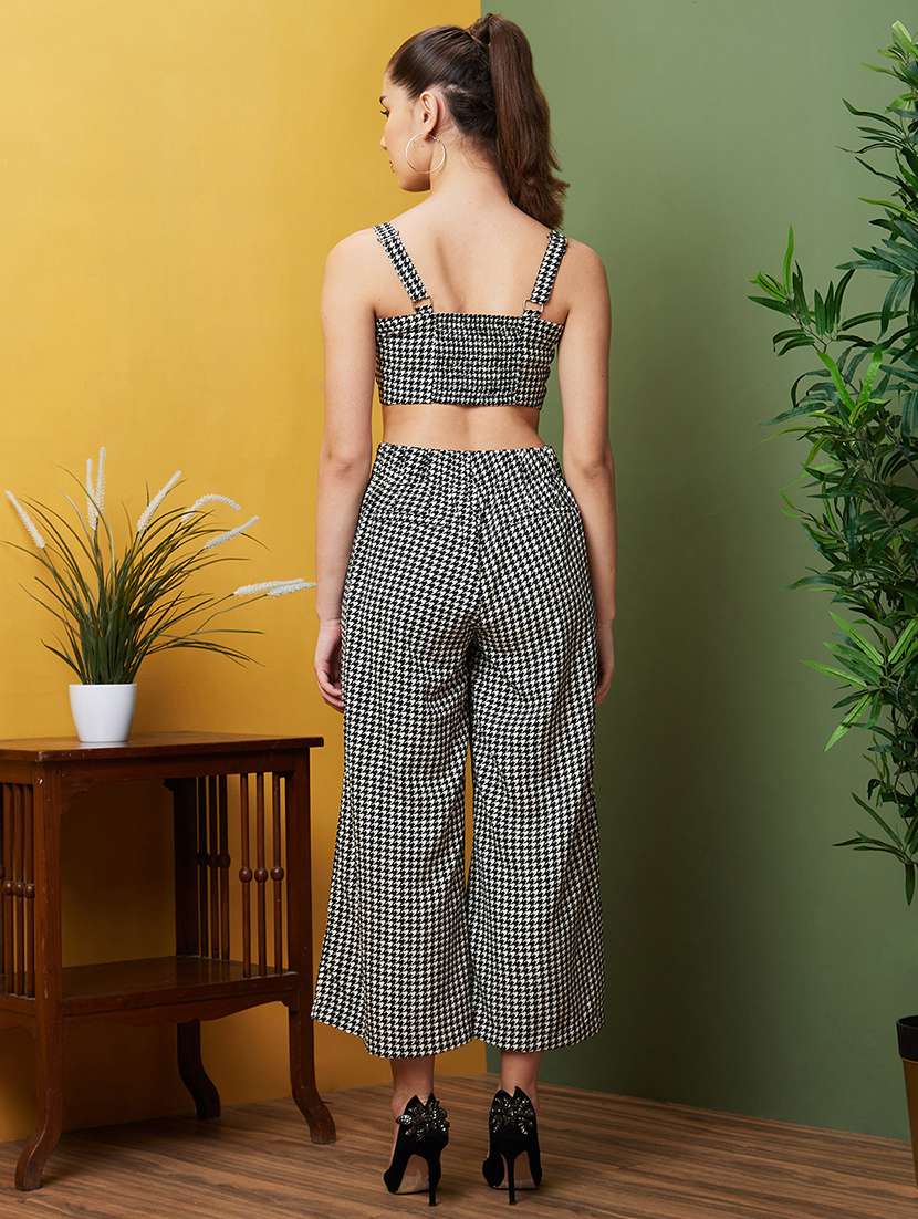 black printed detailed top & culottes coord set - 20971618 -  Standard Image - 2