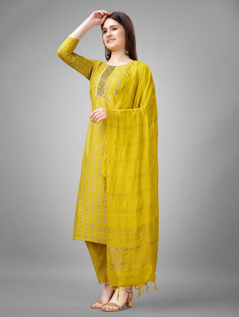 women three quarter sleeve kurta pant set - 20971629 - Standard Image - 2