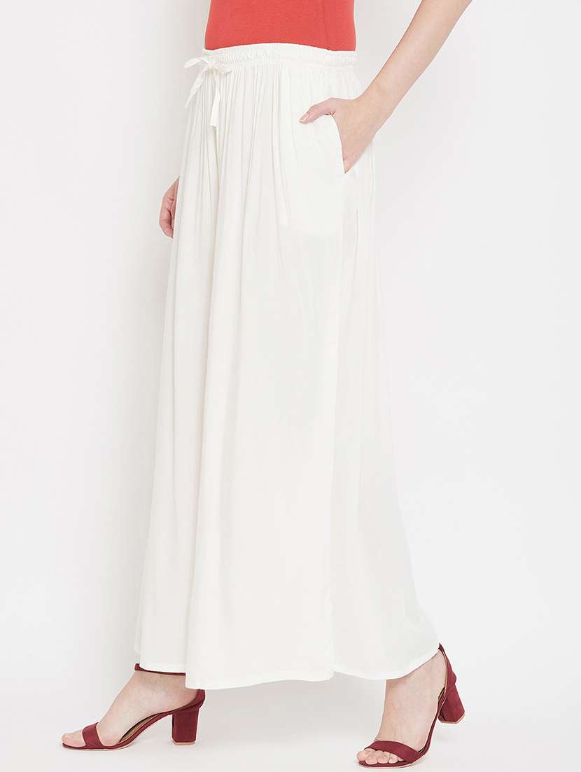 women full length solid flared palazzo - 20972067 -  Standard Image - 2