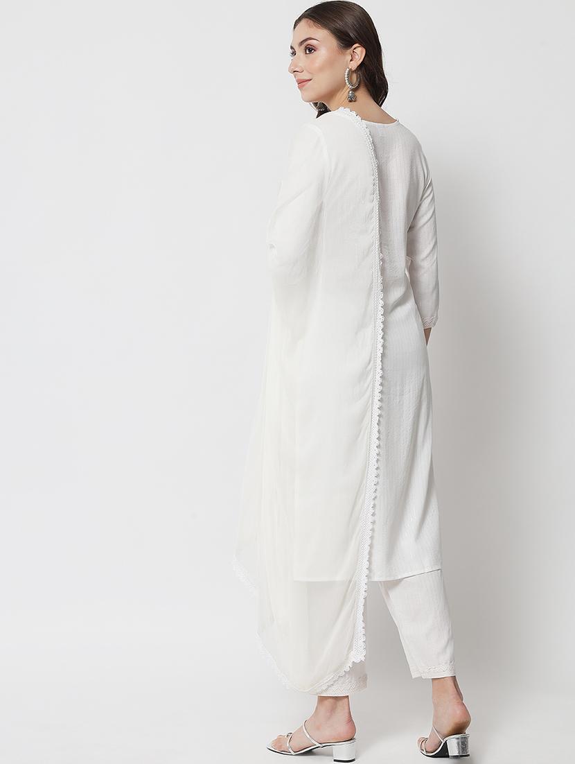 women three quarter sleeve kurta pant set - 20972532 - Standard Image - 2