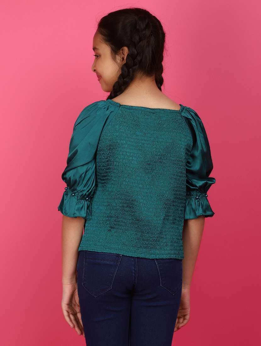 girls green solid top - 20973844 -  Standard Image - 2