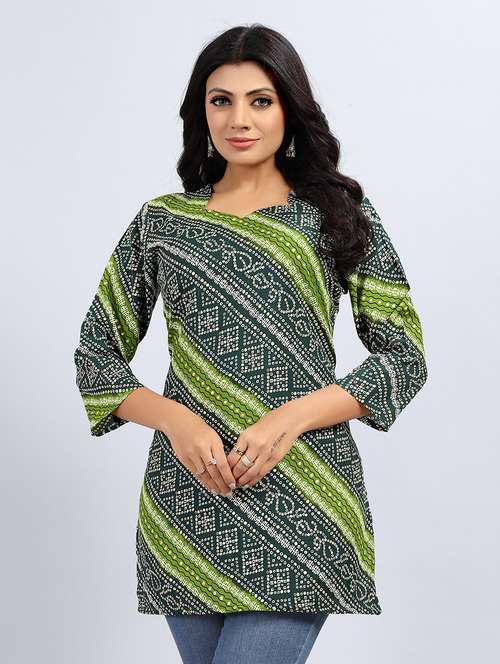 women three quarter sleeve straight kurti - 20974012 -  Standard Image - 0