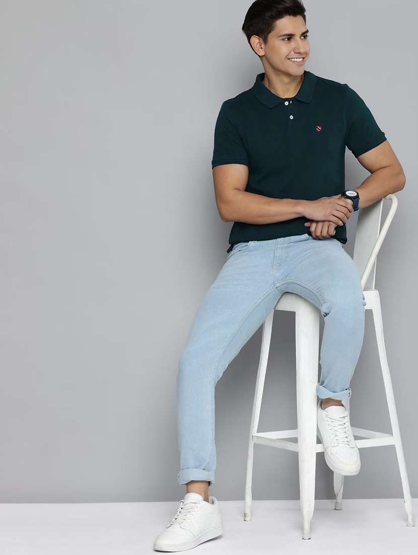 men polo neck solid short sleeves t-shirt - 20977341 -  Standard Image - 2