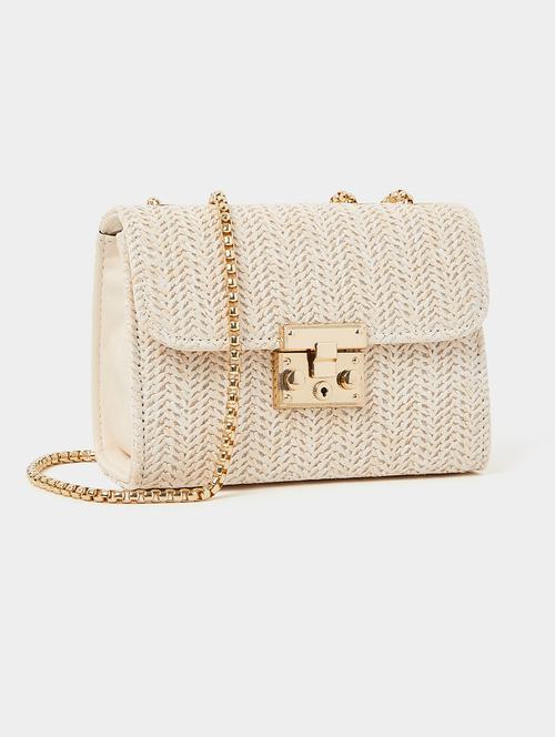off white textured sling bag - 20977374 -  Standard Image - 0