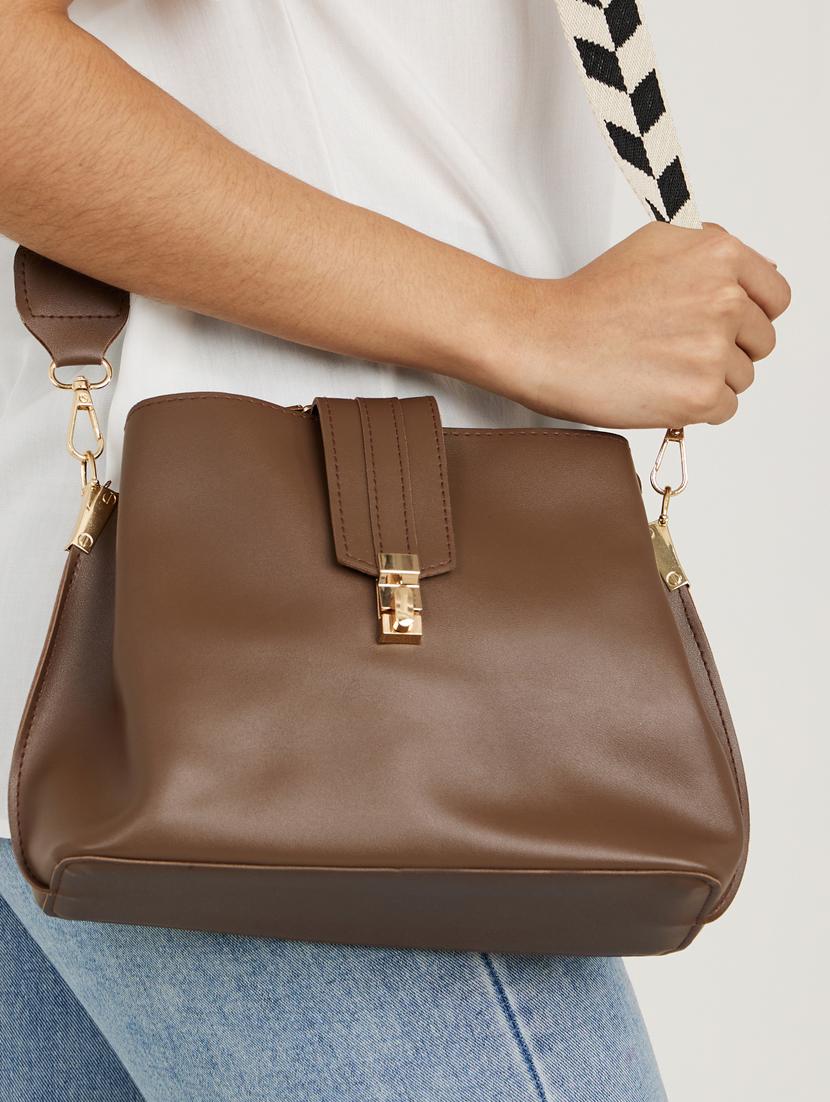 brown solid sling bag - 20977376 - Standard Image - 2
