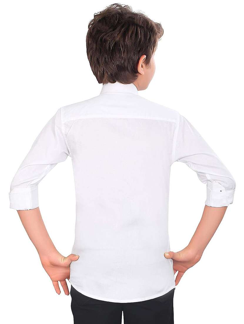 boys white cotton blend shirt - 20977439 -  Standard Image - 2