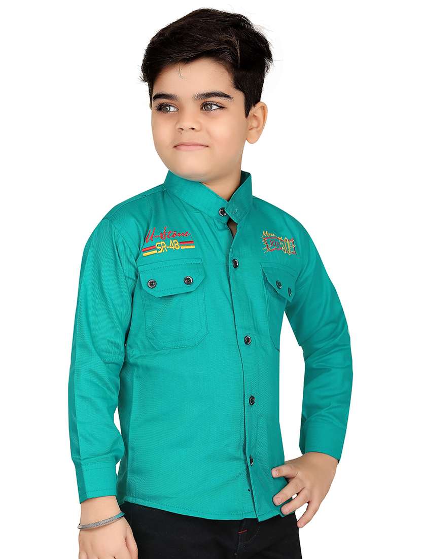 green cotton blend shirt - 20977538 -  Standard Image - 2
