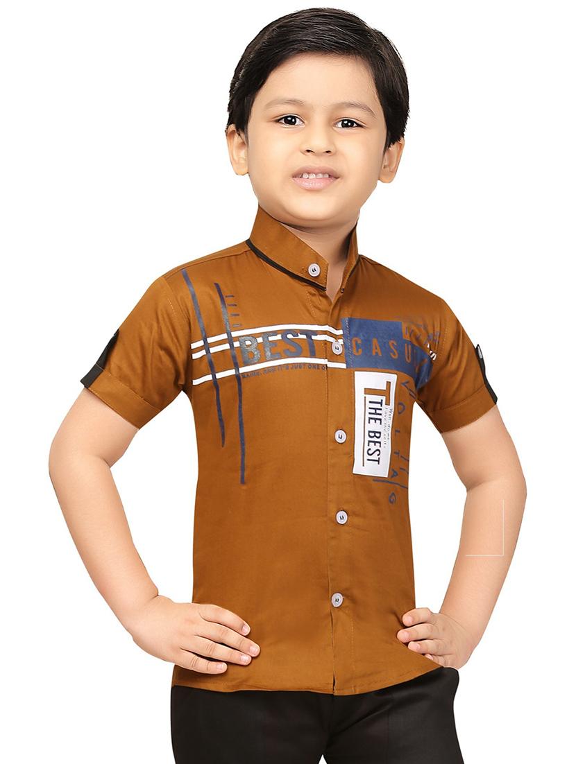 brown typographic printed shirt - 20977564 - Standard Image - 2