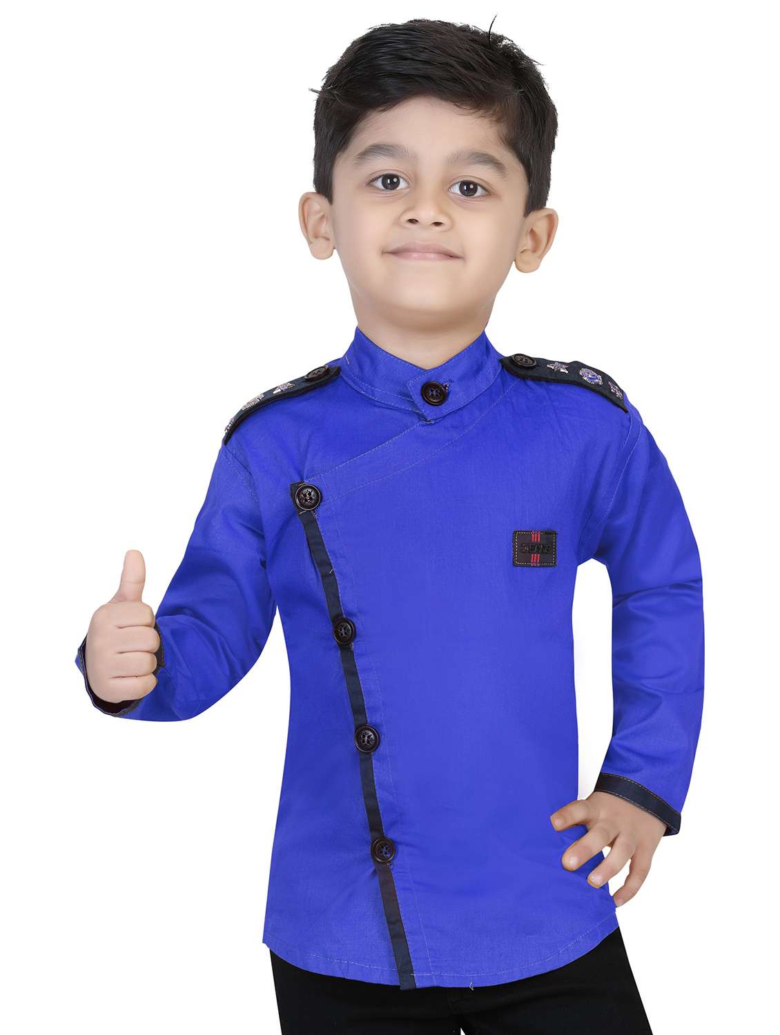 blue cotton blend shirt