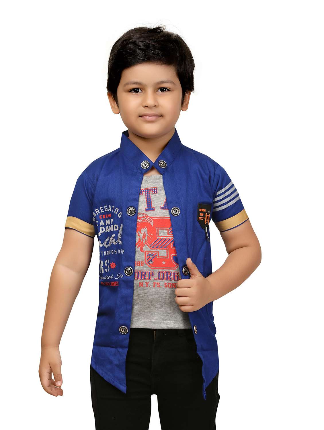 boys typographic jacket with attached t-shirt
