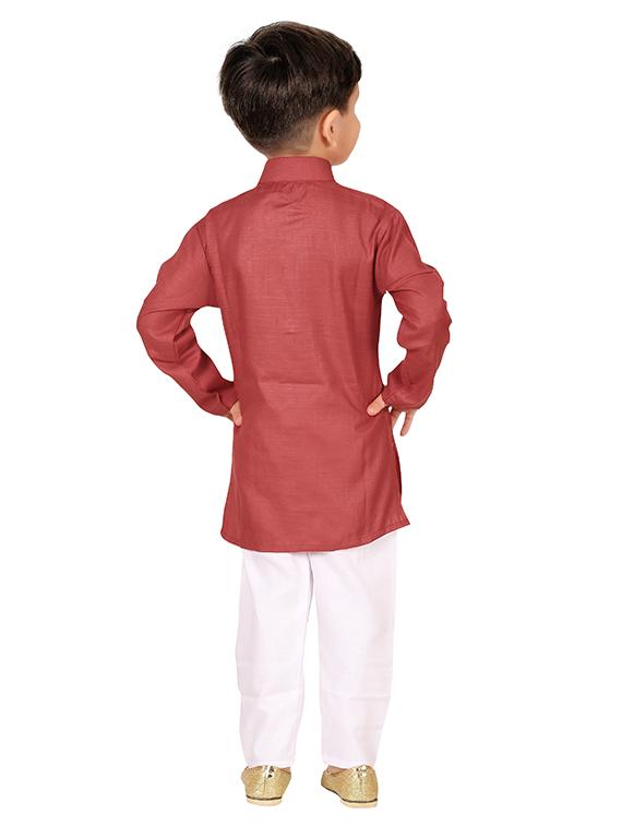 solid maroon kurta & pyjama set - 20977823 - Standard Image - 2
