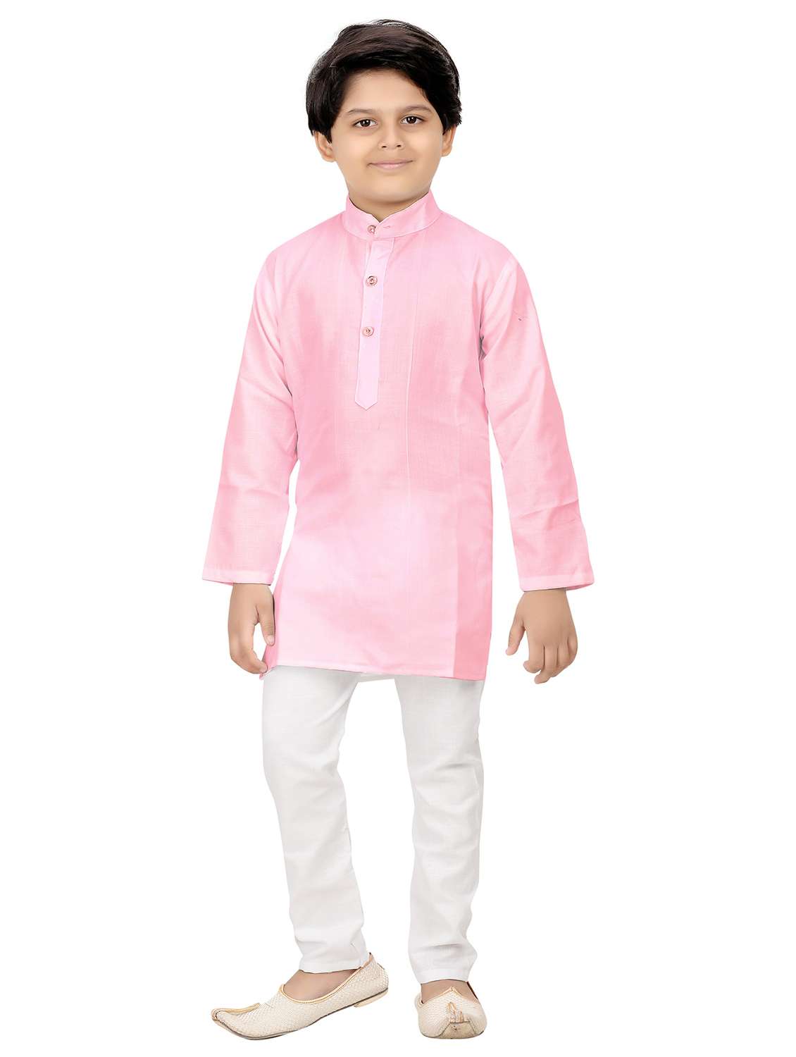 boys solid kurta & pyjama set