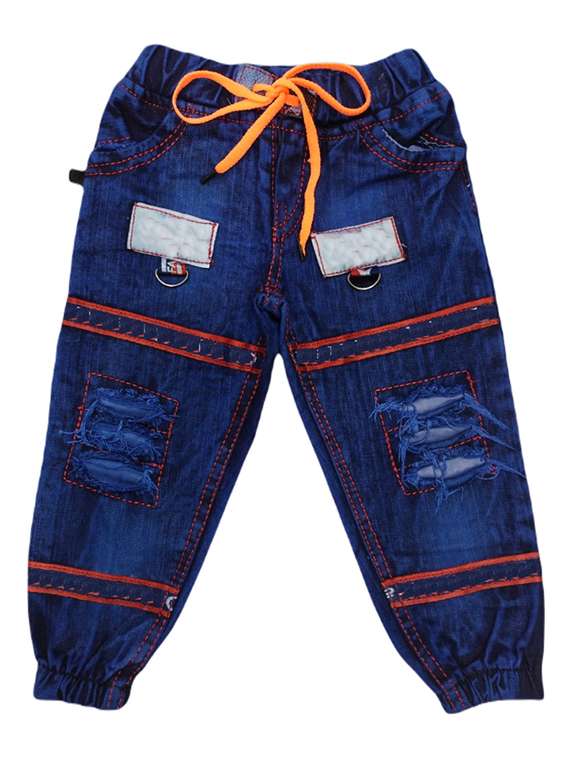 boys mid rise patch work joggers