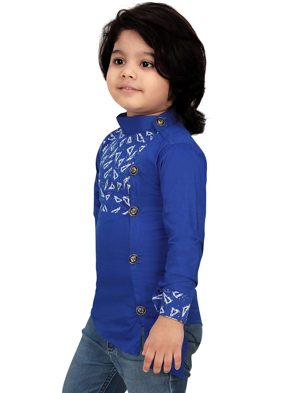 boys placement printed asymmetric kurta  - 20978320 -  Standard Image - 2