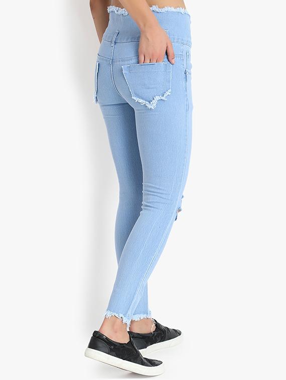 light blue slash knee detailed jeans - 20981388 - Standard Image - 2