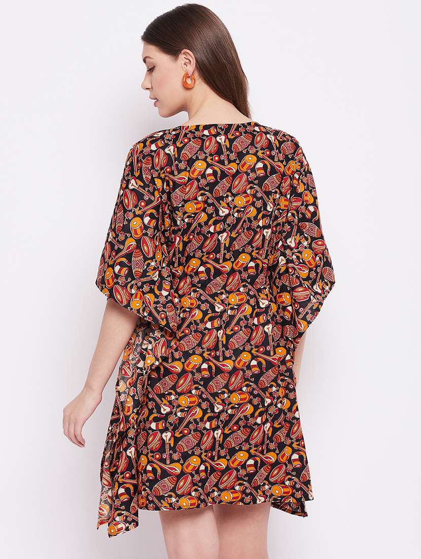 women v neck printed kaftan dress - 20982184 -  Standard Image - 2