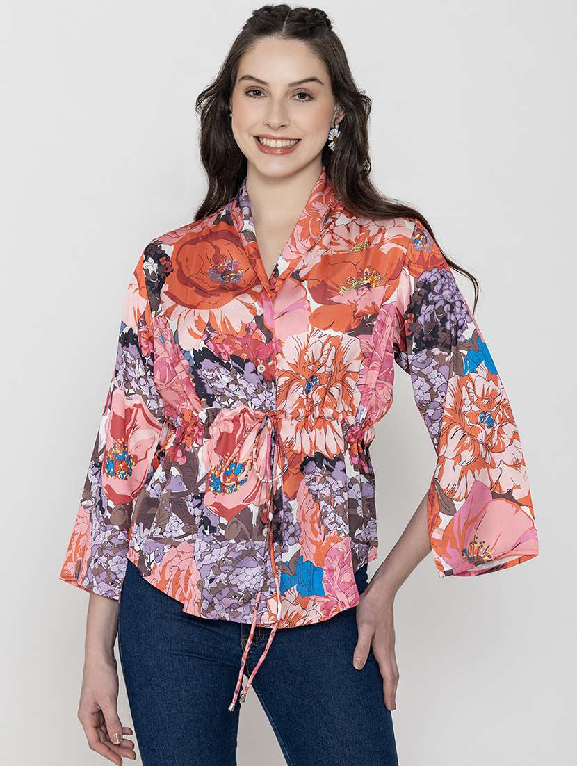 women collared printed regular top