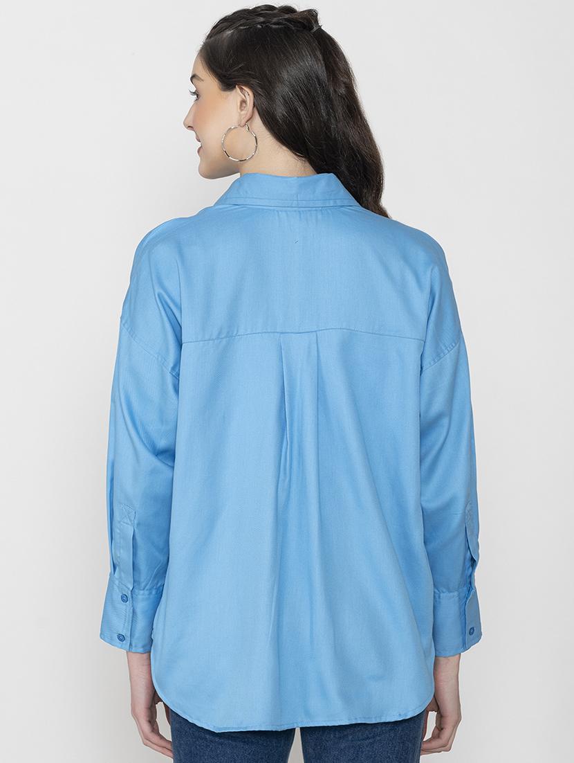 women long sleeve solid oversized shirt - 20982212 - Standard Image - 2