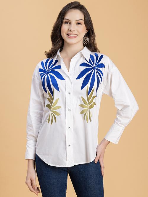 white cotton oversized shirt - 20982216 - Standard Image - 0