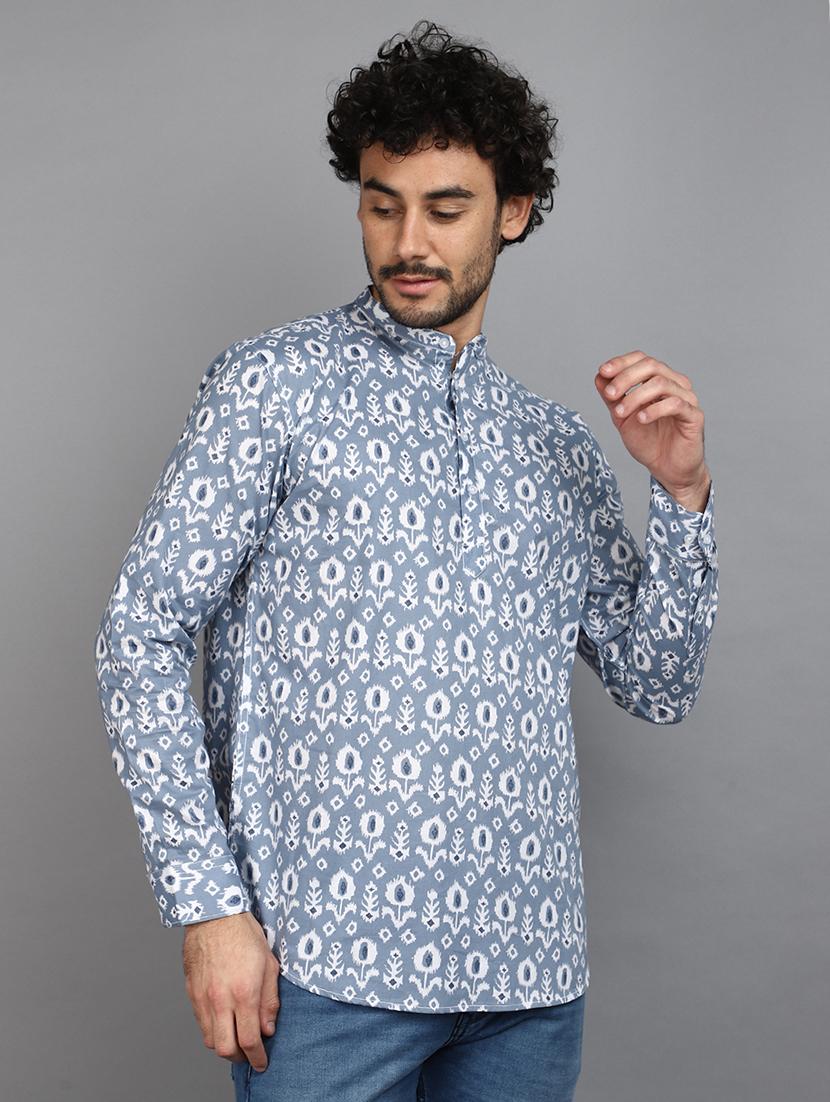 men printed long sleeves short kurta - 20982284 - Zoom Image - 0