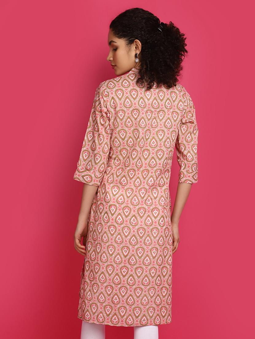 pink printed straight kurta - 20982343 - Standard Image - 2