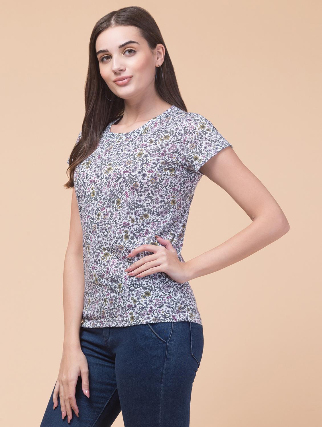women printed round neck t-shirt - 20982401 - Standard Image - 2