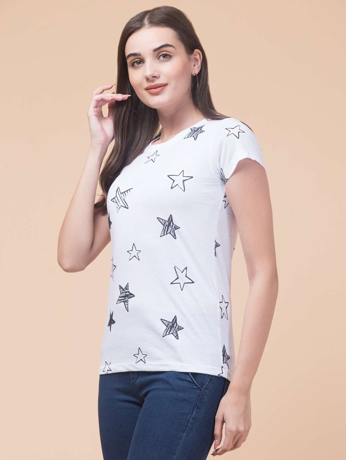 women printed round neck t-shirt - 20982411 - Standard Image - 2
