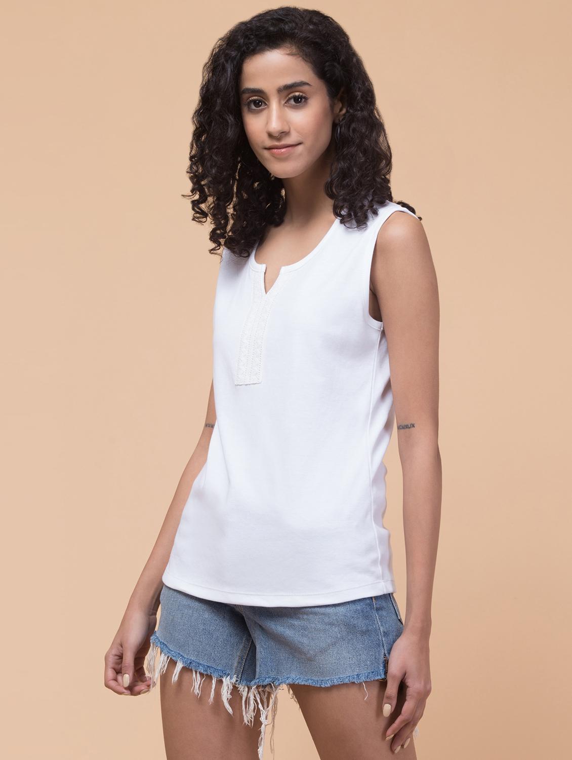 women white solid regular top - 20982415 - Standard Image - 2