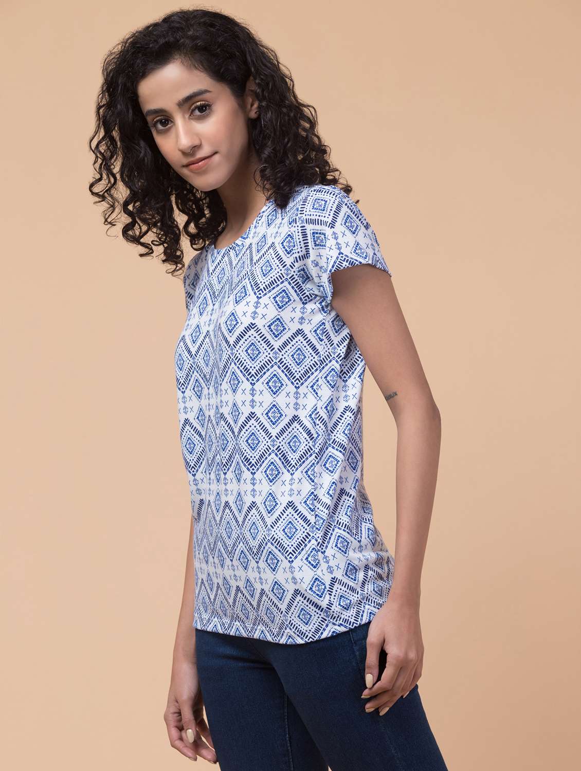 women printed round neck t-shirt - 20982416 -  Standard Image - 2