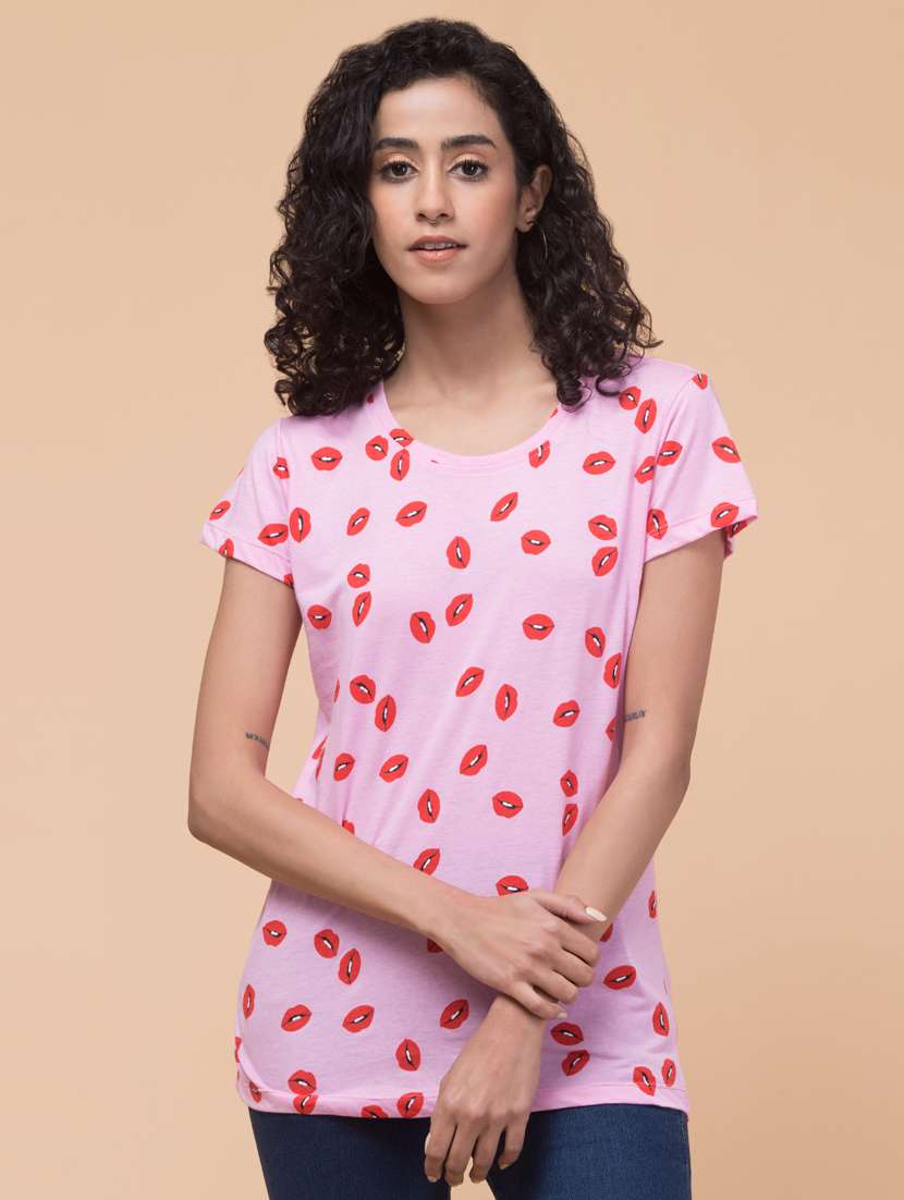 women printed round neck t-shirt