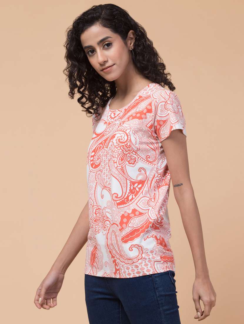 women printed round neck t-shirt - 20982427 - Standard Image - 2