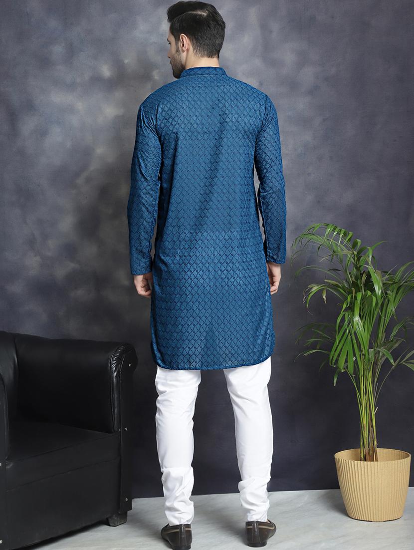 peacock cotton kurta pyjama ethnic wear set - 20982486 - Standard Image - 2