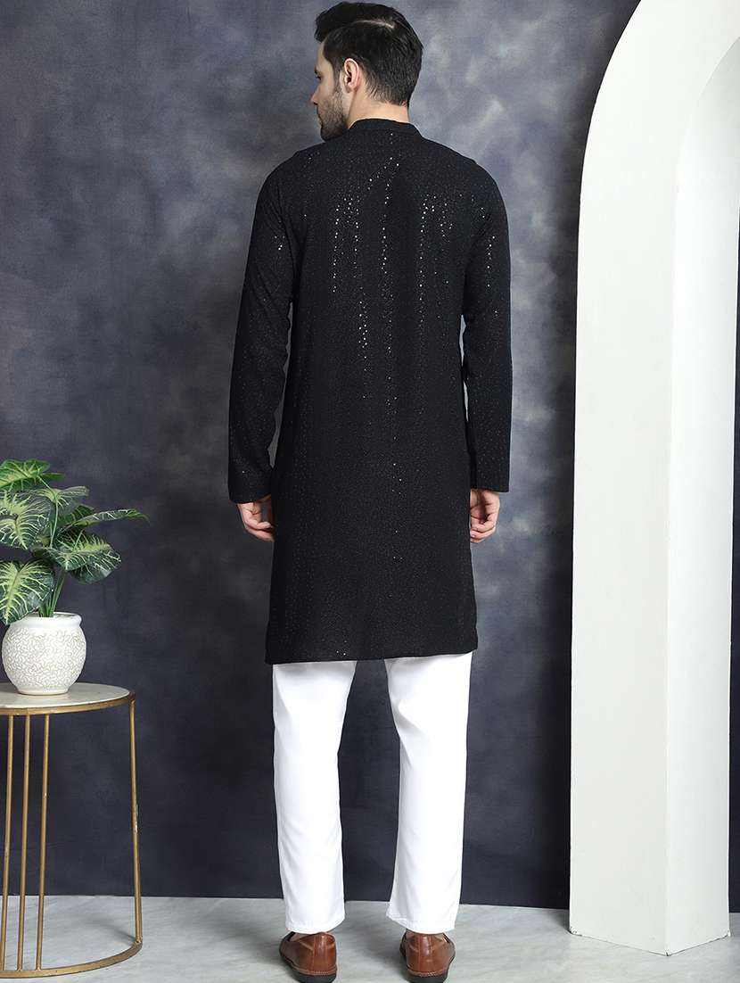 black viscose kurta pyjama ethnic wear set - 20982500 - Standard Image - 2