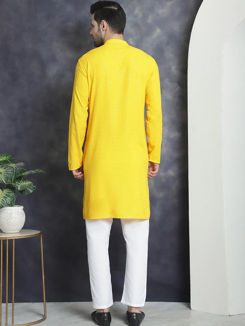 yellow viscose kurta pyjama ethnic wear set - 20982503 - Standard Image - 2