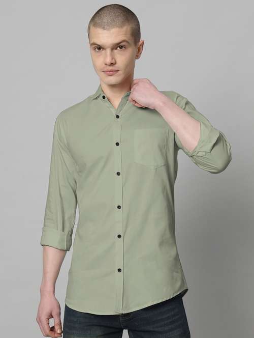men long sleeved solid casual shirt - 20982686 - Standard Image - 0