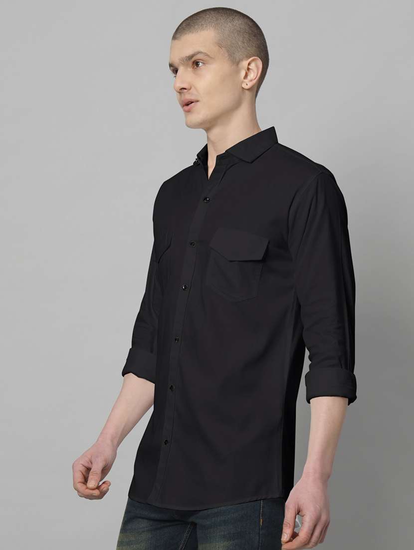 men long sleeved solid casual shirt - 20982693 - Standard Image - 2