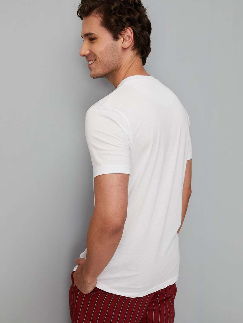 white cotton blend plain tshirt - 20982765 -  Standard Image - 2