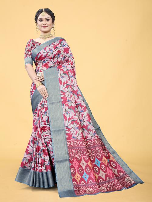 floral printed saree with blouse - 20983066 -  Standard Image - 0