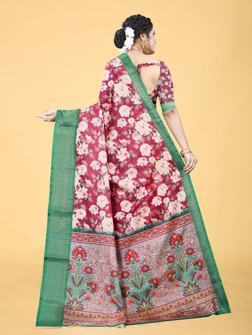floral printed saree with blouse - 20983068 - Standard Image - 2
