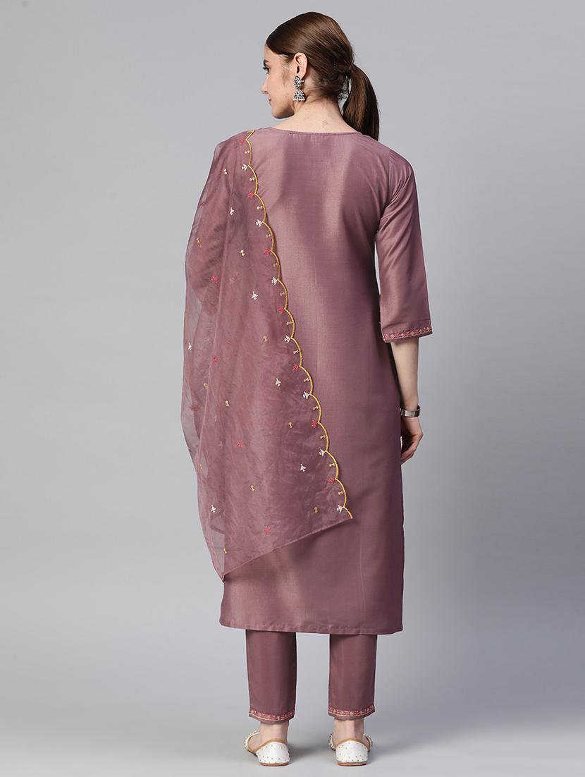 women round neck kurta pant set with dupatta - 20983148 - Standard Image - 2