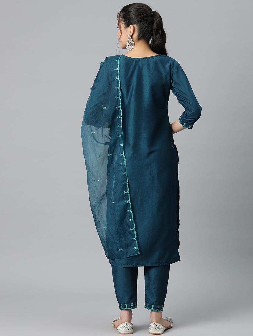 women notch neck kurta pant set with dupatta - 20983155 - Standard Image - 2