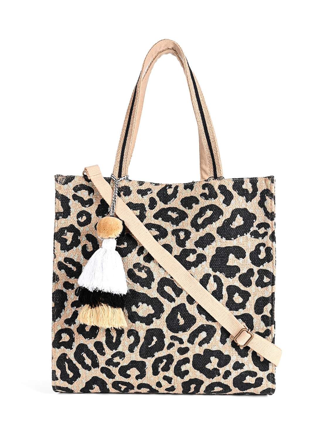 beige jute messenger tote