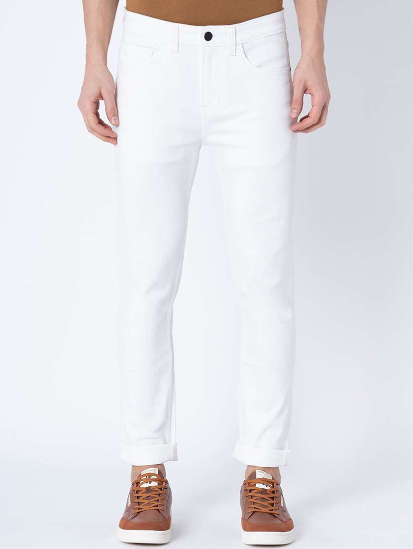 men solid mid rise cotton jeans