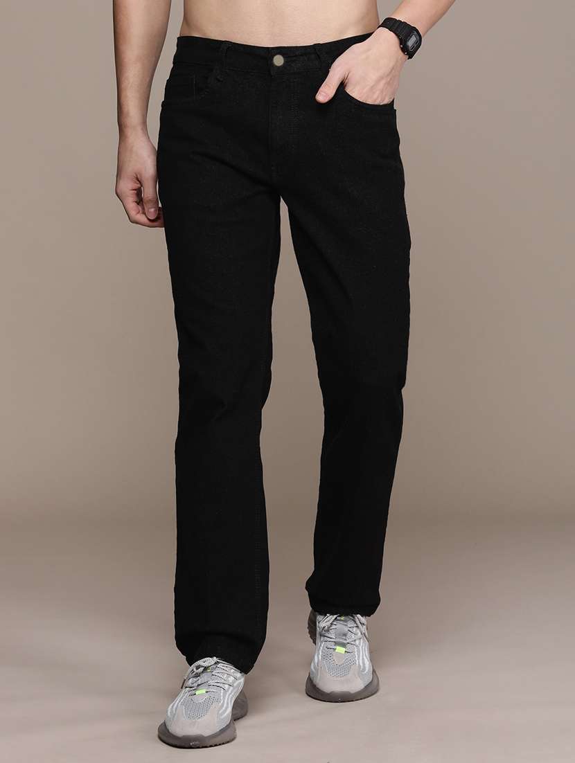 men solid mid rise cotton jeans