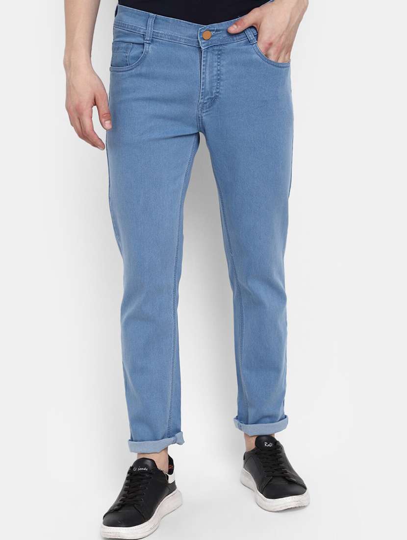 men solid mid rise cotton jeans