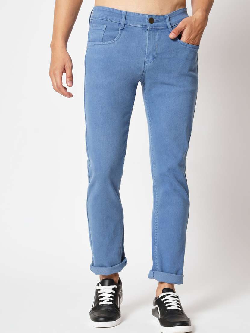 men solid mid rise cotton jeans