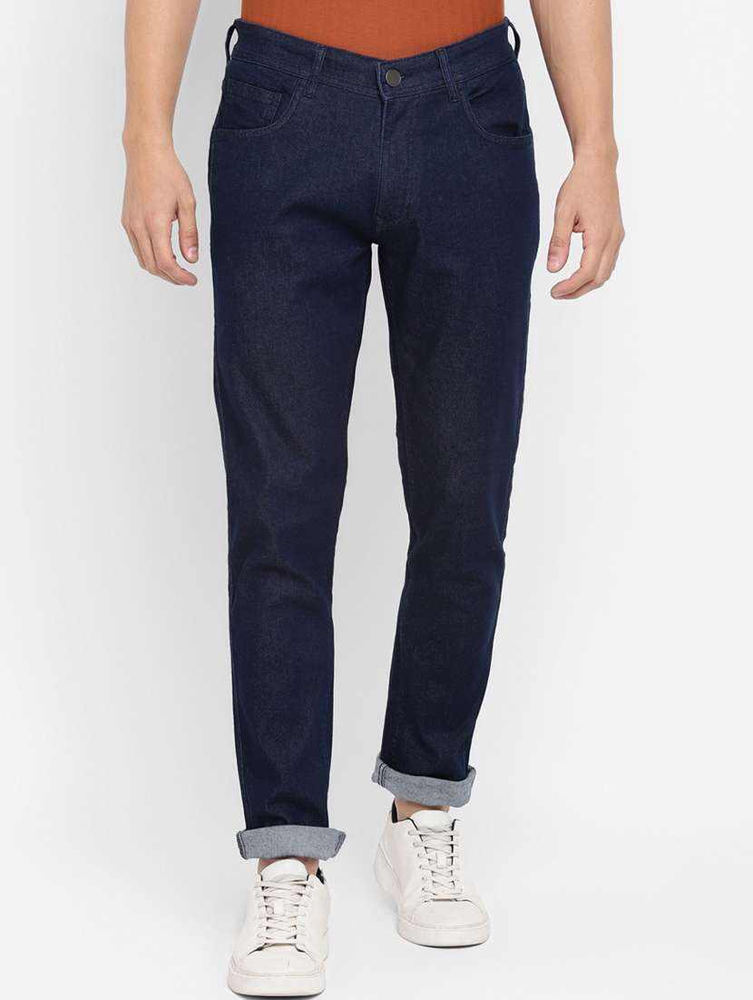 men solid mid rise cotton jeans