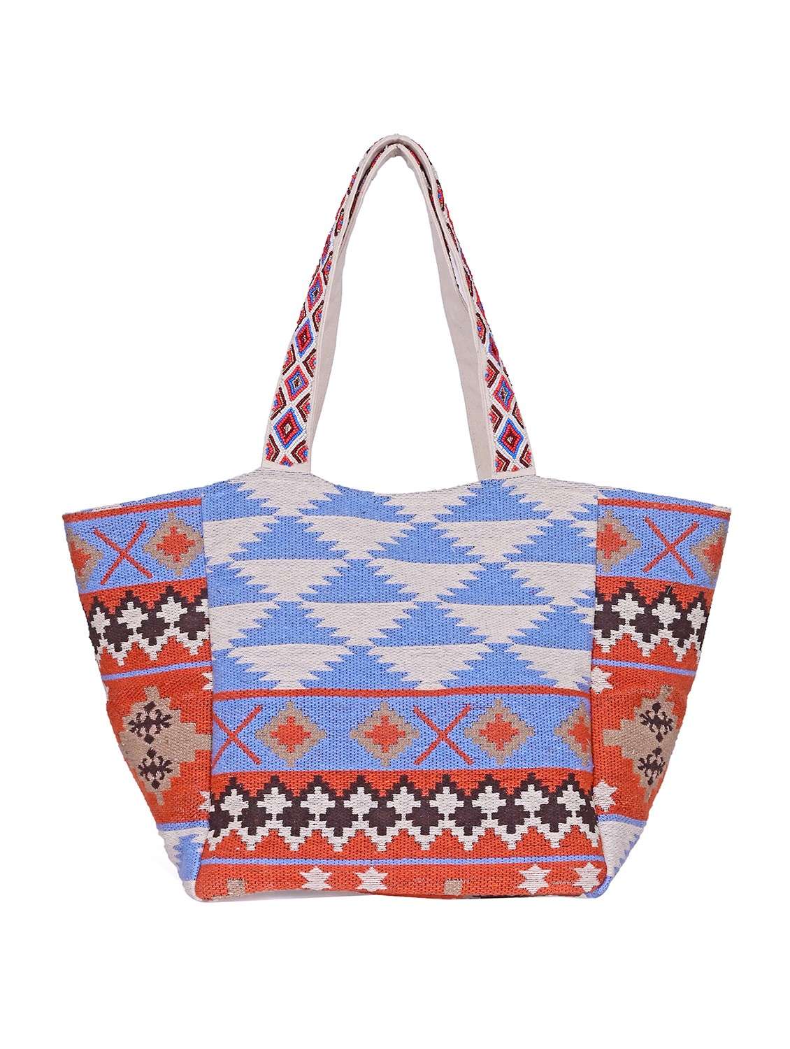 multi colored canvas messenger tote