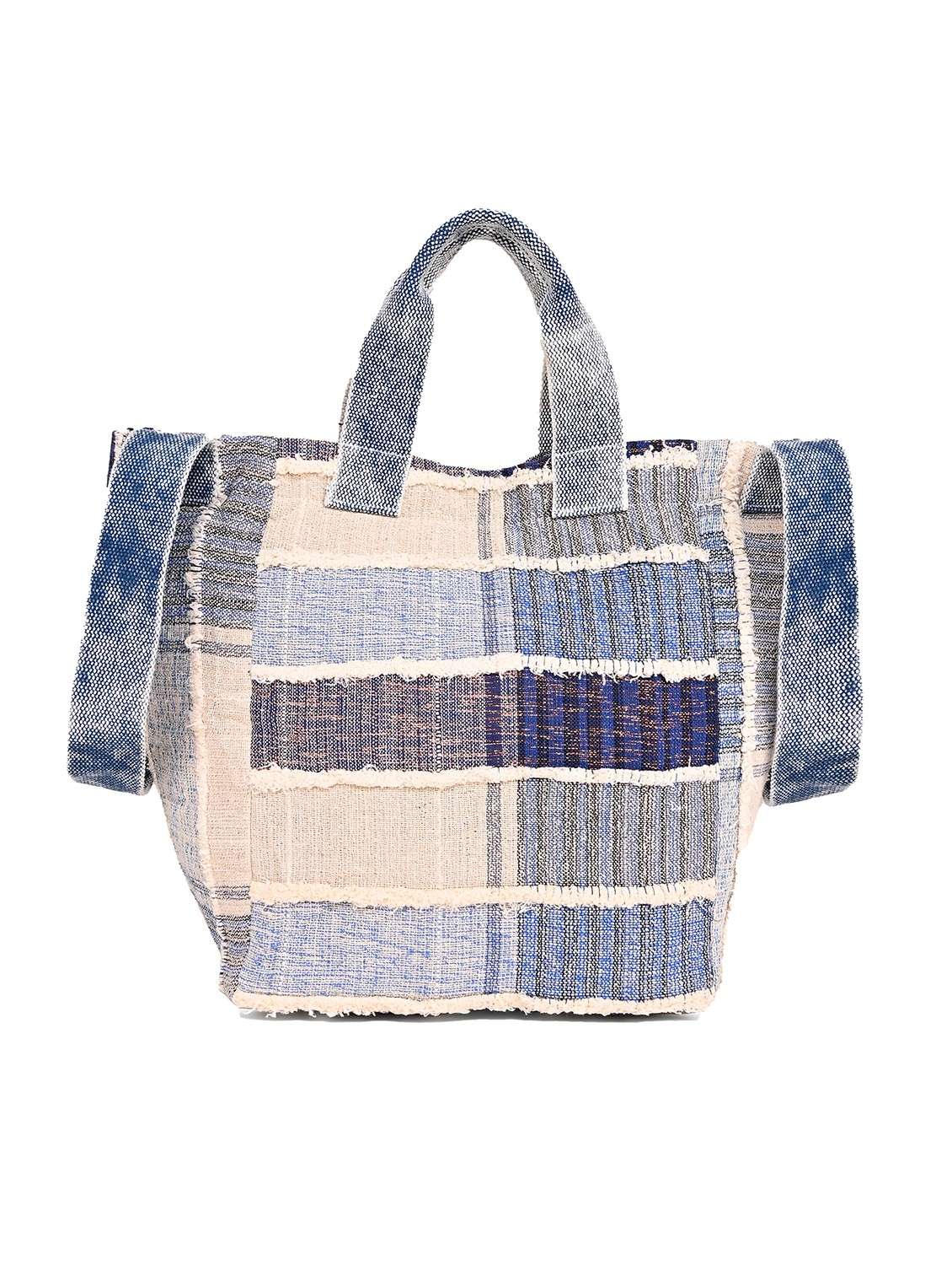 boho girl canvas jacquard tote | womens college handbag | indigo shoulder bag